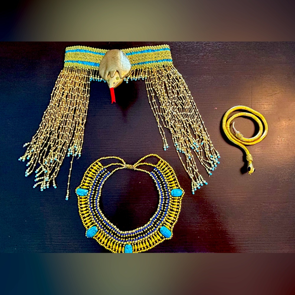 Cleopatra headdress,collar necklace and arm cuff